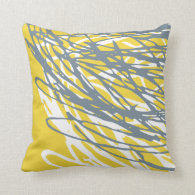 Abstract design in gray and yellow pillow