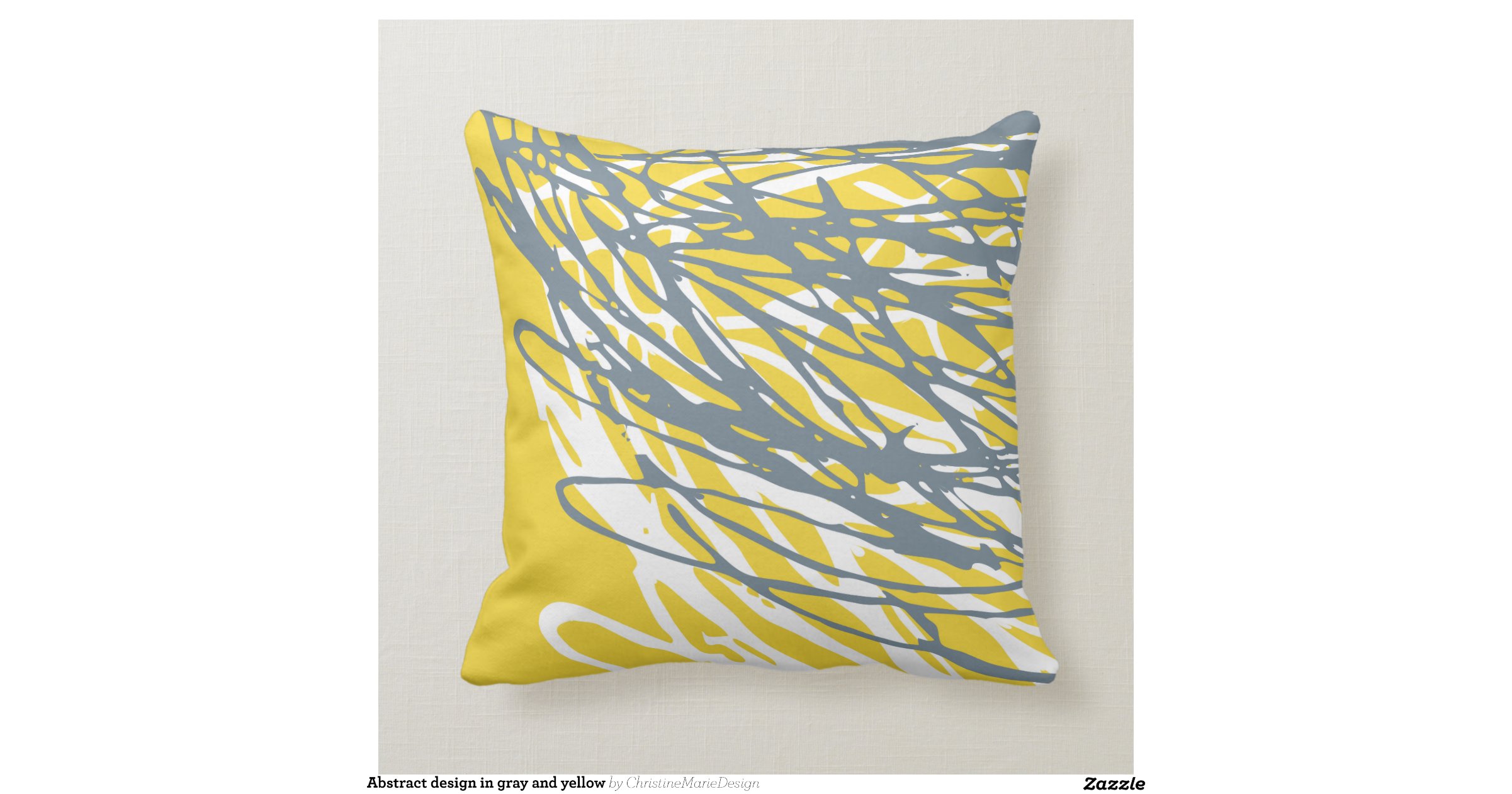 Abstract design in gray and yellow throw pillow Zazzle