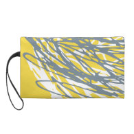 Abstract design in gray and yellow wristlet purse