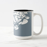 Abstract design in white and gray coffee mugs