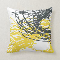 Abstract design in white and yellow throw pillow
