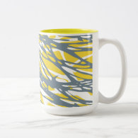 Abstract design in white, yellow and gray mug