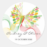 Abstract Digital Butterfly Wedding Favor Sticker