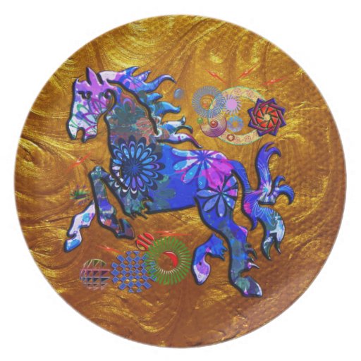 Abstract Dream Design Horse Dinner Plates