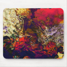 Abstract Evening Red, Cream & Midnight Swirl Mouse Pads