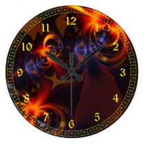 Abstract Eyes & Swirls – Amber & Indigo Delight wall clocks