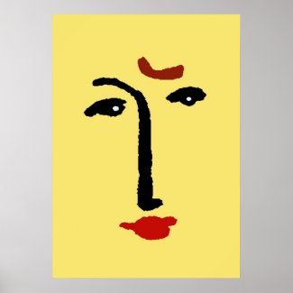 Abstract Face In Yellow print