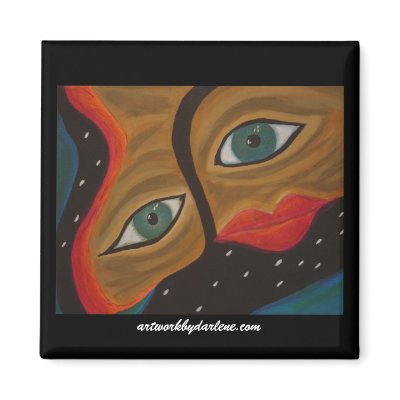 ABSTRACT FACE MAGNETS by artworkbydarlene