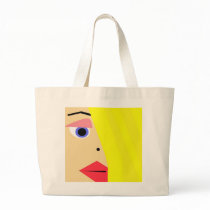 Abstract Female Cartoon Face Tote bags by Derora Abstract Female Cartoon Face Tote bags