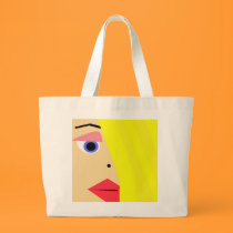 Abstract Female Cartoon Face Tote bags