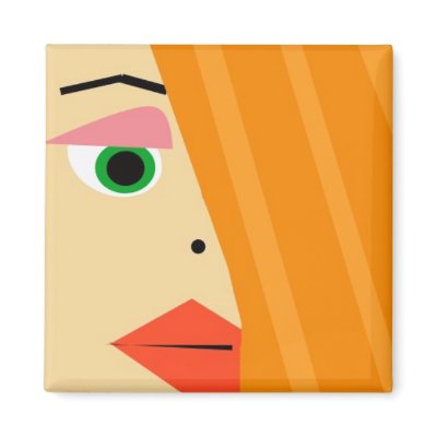 Abstract female face magnet by Derora