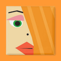 Abstract female face magnet
