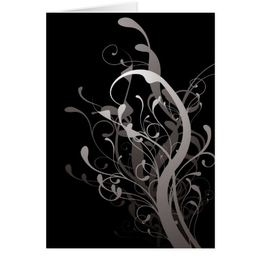 abstract floral gothic black greeting card