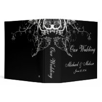 Abstract Floral Black & White Wedding Binder