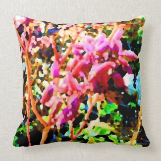 abstract floral cactus flowers pink throw pillow