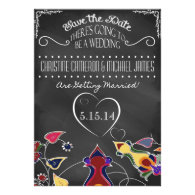 Abstract Floral Chalkboard Save the Date Invitation