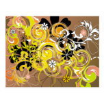 abstract floral design postcard