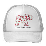 Abstract Floral Elephant White and Red Trucker Hat