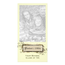 Abstract Floral Graduation Announcement Photo Card