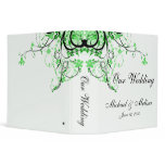 Abstract Floral Green, Black & White Wedding Vinyl Binder