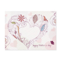 Abstract floral heart happy mother's day postcard