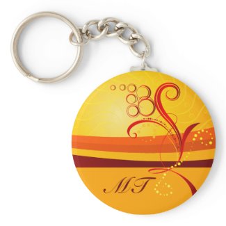 Abstract Floral Initial Keychain