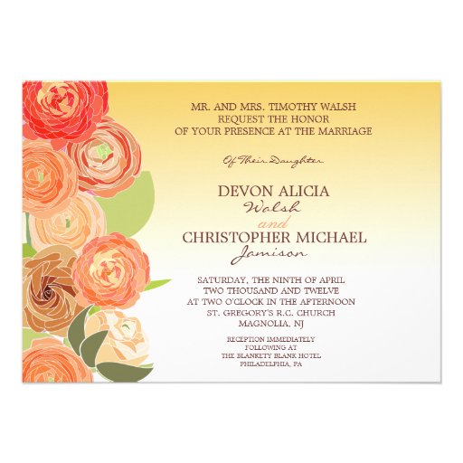 Abstract Floral Ombre Fall Wedding Invite