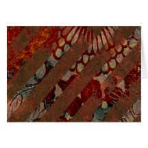 Abstract Floral Red and Brown with Grunge Stripes Greeting Card