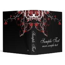 Abstract Floral Red, Black & White Binders