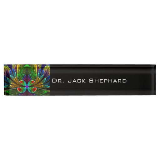 Abstract Floral Stained Glass Pattern Name Plate Zazzle