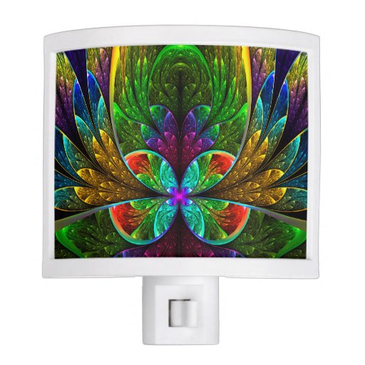 Abstract Floral Stained Glass Pattern Night Light Zazzle