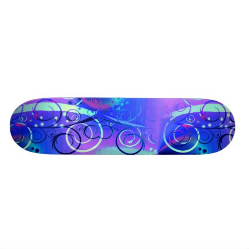 Abstract Floral Swirl Blue Purple Girly Gifts Skateboard Deck Zazzle
