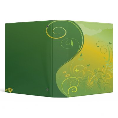 abstract floral swirl green notebook 3 ring binders by dooni_notebooks