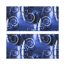 Abstract Floral Swirl Indigo Blue Girly Gifts Gallery Wrapped Canvas