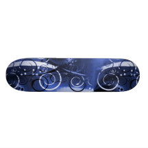 Abstract Floral Swirl Indigo Blue Girly Gifts Custom Skateboard