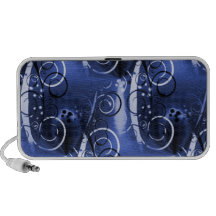 Abstract Floral Swirl Indigo Blue Girly Gifts iPod Speakers