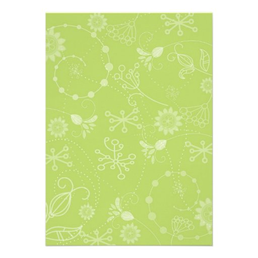 Abstract floral & swirl invitation - green & brown