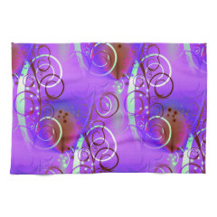 Abstract Floral Swirl Purple Mauve Aqua Girly Gift Kitchen Towel