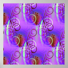 Abstract Floral Swirl Purple Mauve Aqua Girly Gift Poster