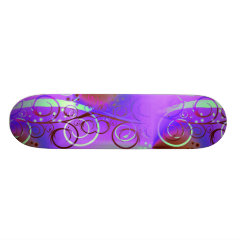 Abstract Floral Swirl Purple Mauve Aqua Girly Gift Custom Skateboard