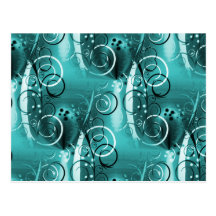 Abstract Floral Swirl Vines Aqua Blue Girly Gifts Postcards