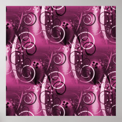 Abstract Floral Swirl Vines Deep Purple Girly Gift Poster