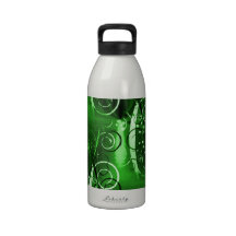 Abstract Floral Swirl Vines Green Girly Gifts Drinking Bottles