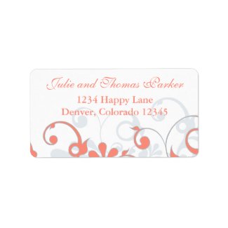 Abstract Floral Wedding Address Label label