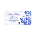 Blue and White Abstract Floral Wedding Return Address Labels