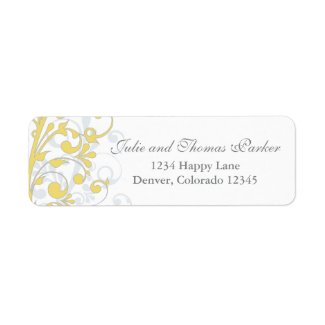 Abstract Floral Wedding Return Address Label label