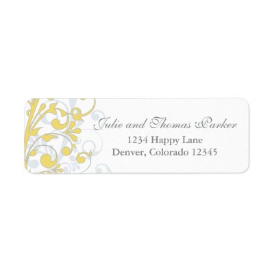 Abstract Floral Wedding Return Address Label
