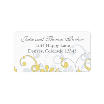 Abstract Floral Wedding Return Address Label