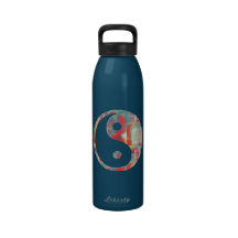 Abstract Floral Yin Yang Water Bottle
