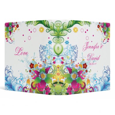 Abstract Florals Wedding Album 3 Ring Binders